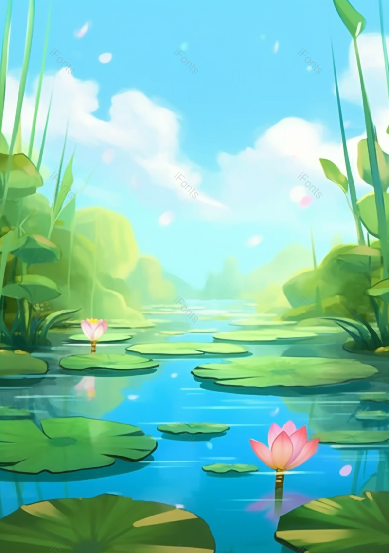 夏天荷塘节气绿色背景,插画/手绘图,插画/手绘图库,插画/手绘图下载,插画/手绘